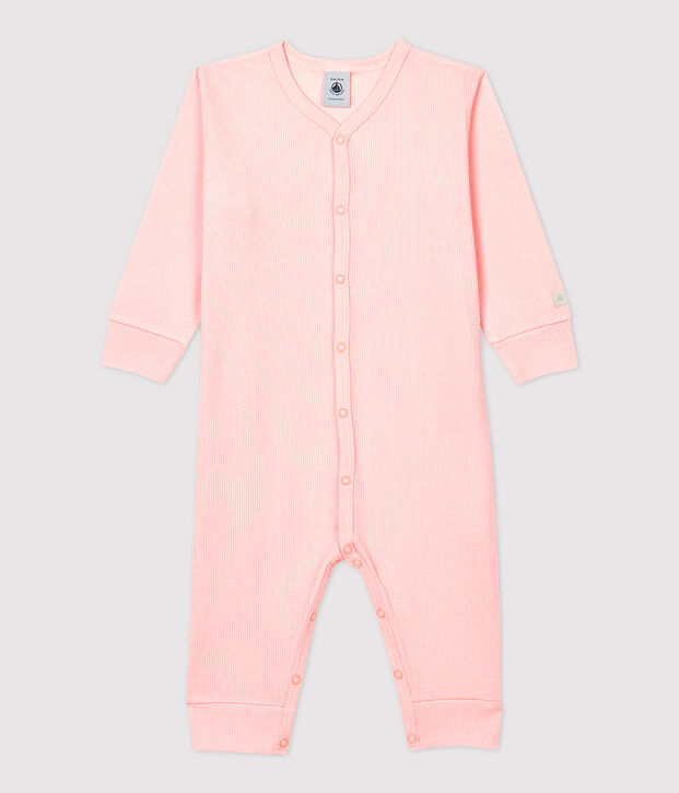 Dors-bien sans pieds b&eacute;b&eacute; uni en coton et lyocell rose
